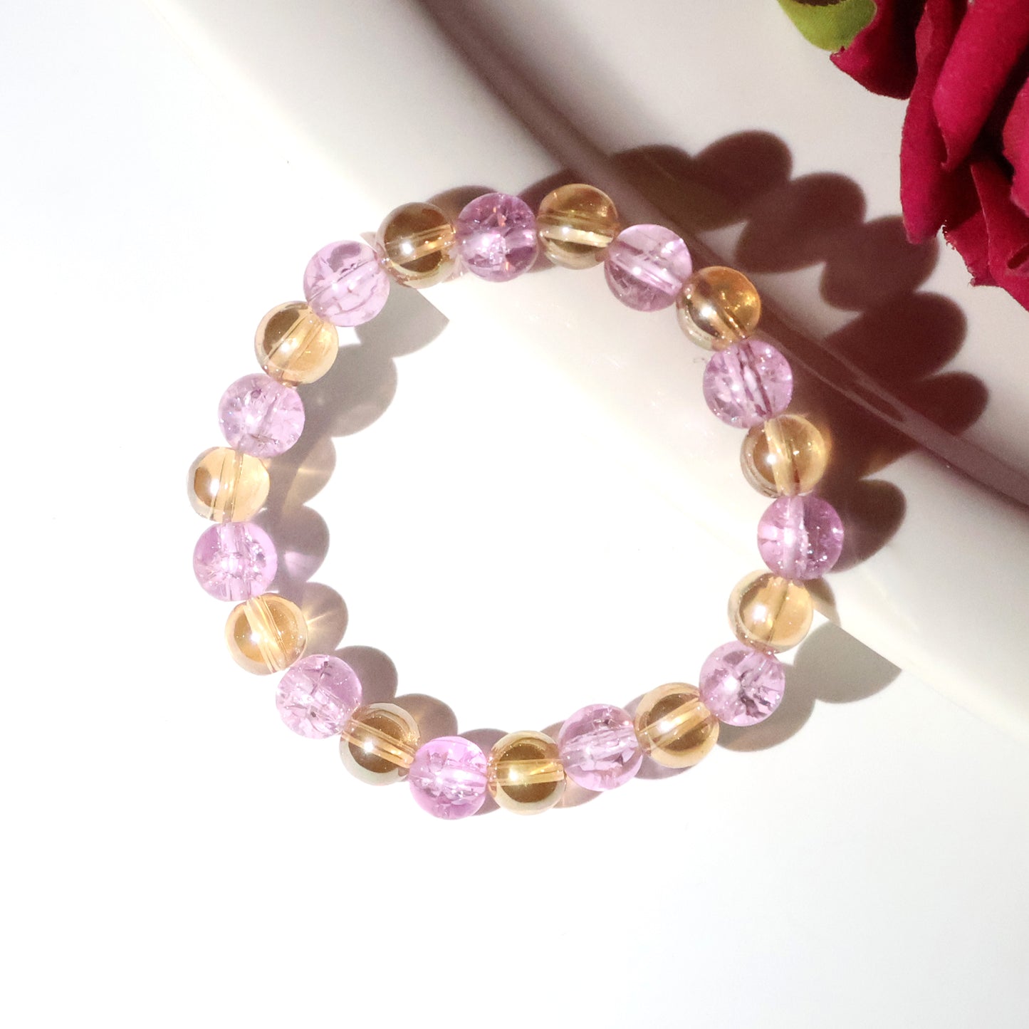Elegant dual-tone crystal beaded stretch bracelet by Wukusy featuring sparkling beads and a comfortable elastic fit.
