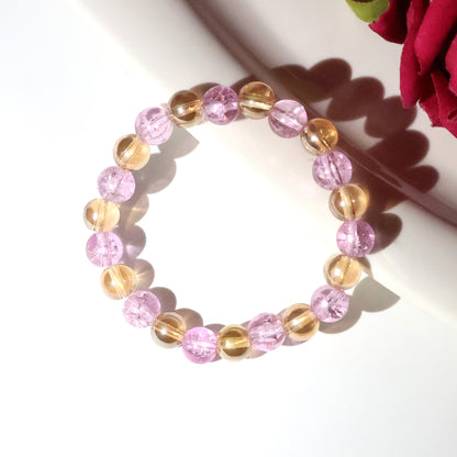 Elegant dual-tone crystal beaded stretch bracelet by Wukusy featuring sparkling beads and a comfortable elastic fit.