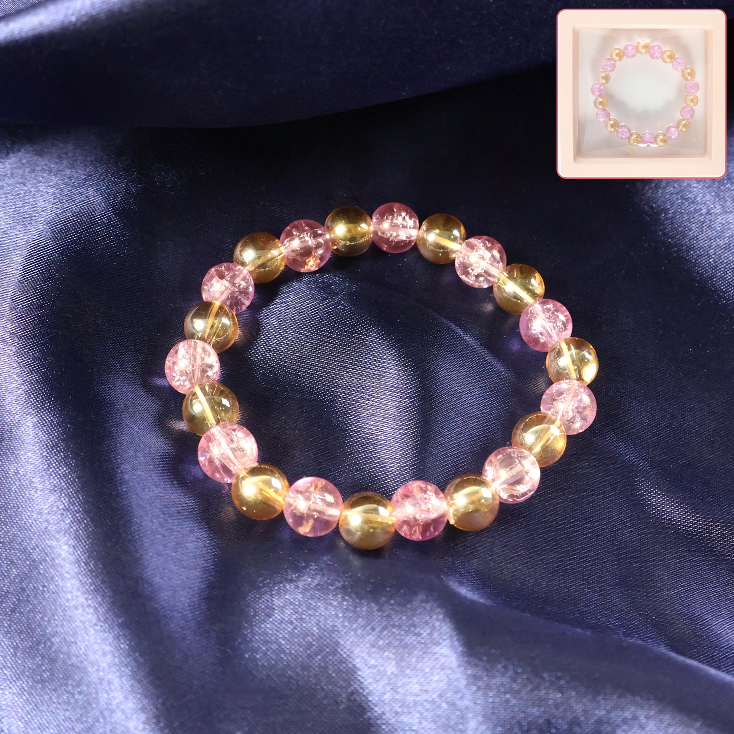 Elegant Wukusy dual-tone crystal beaded stretch bracelet featuring sparkling beads and a comfortable elastic design.