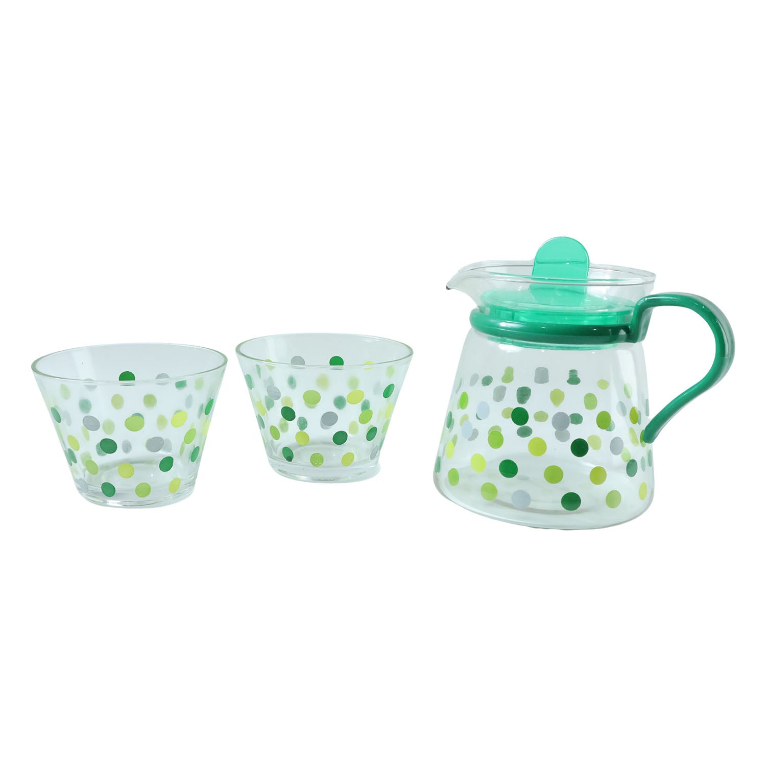 Elegant glass tea pot with matching cups set by Wukusy, showcasing clear glass design and delicate teapot and cup arrangement.