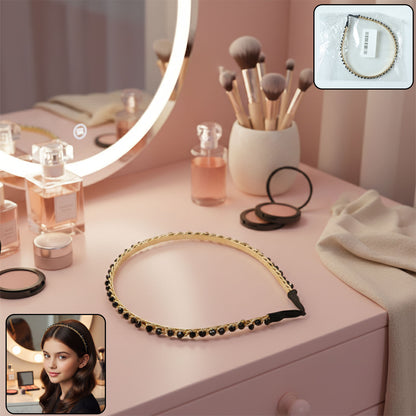 Elegant gold finish decorative hair band by Wukusy, featuring a stylish design for adding a touch of sophistication to hairstyles.