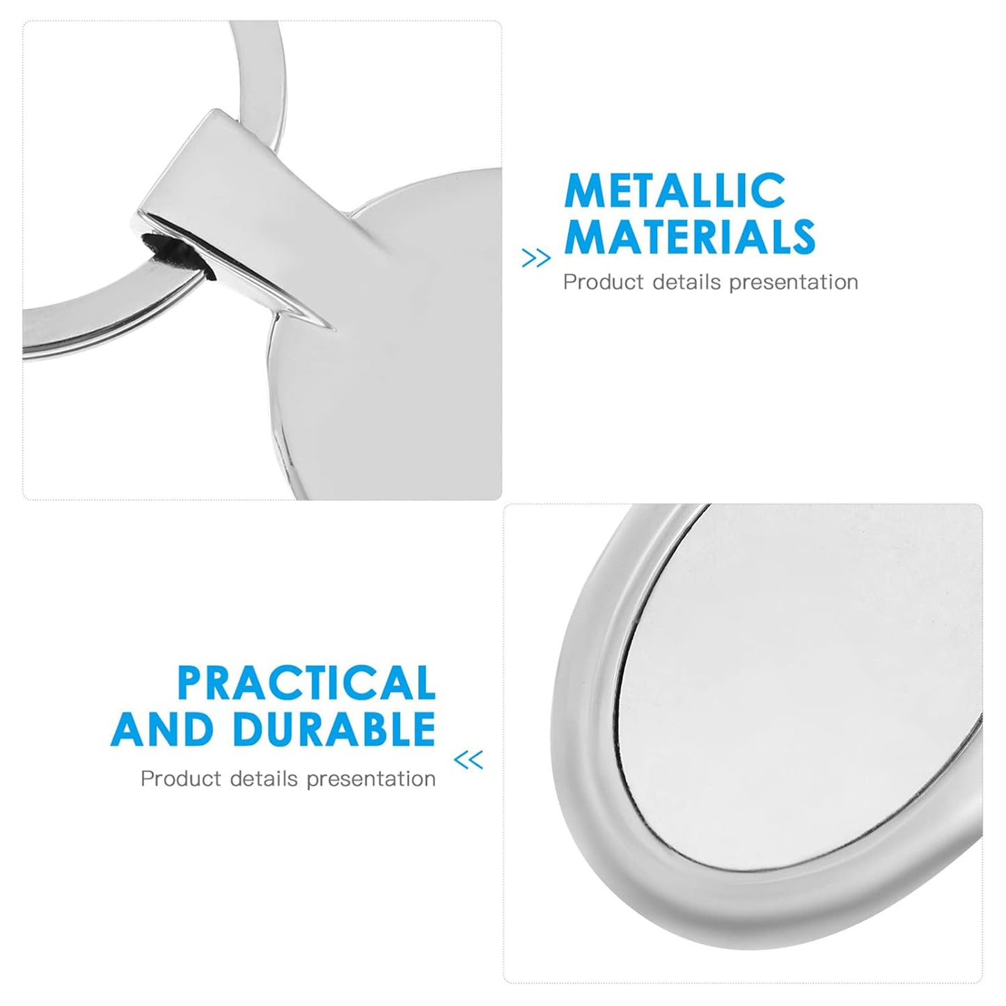 Elegant oval-shaped metal keychain by Wukusy, featuring a sleek design for personal use, with a shiny metal finish.