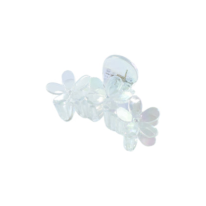 Elegant transparent floral hair claw clip by Wukusy, showcasing a delicate floral design and secure grip for stylish hair styling.