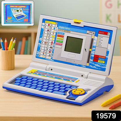 Wukusy English Learner Educational Laptop Toy with 20 learning activities for children, featuring colorful buttons and interactive design.