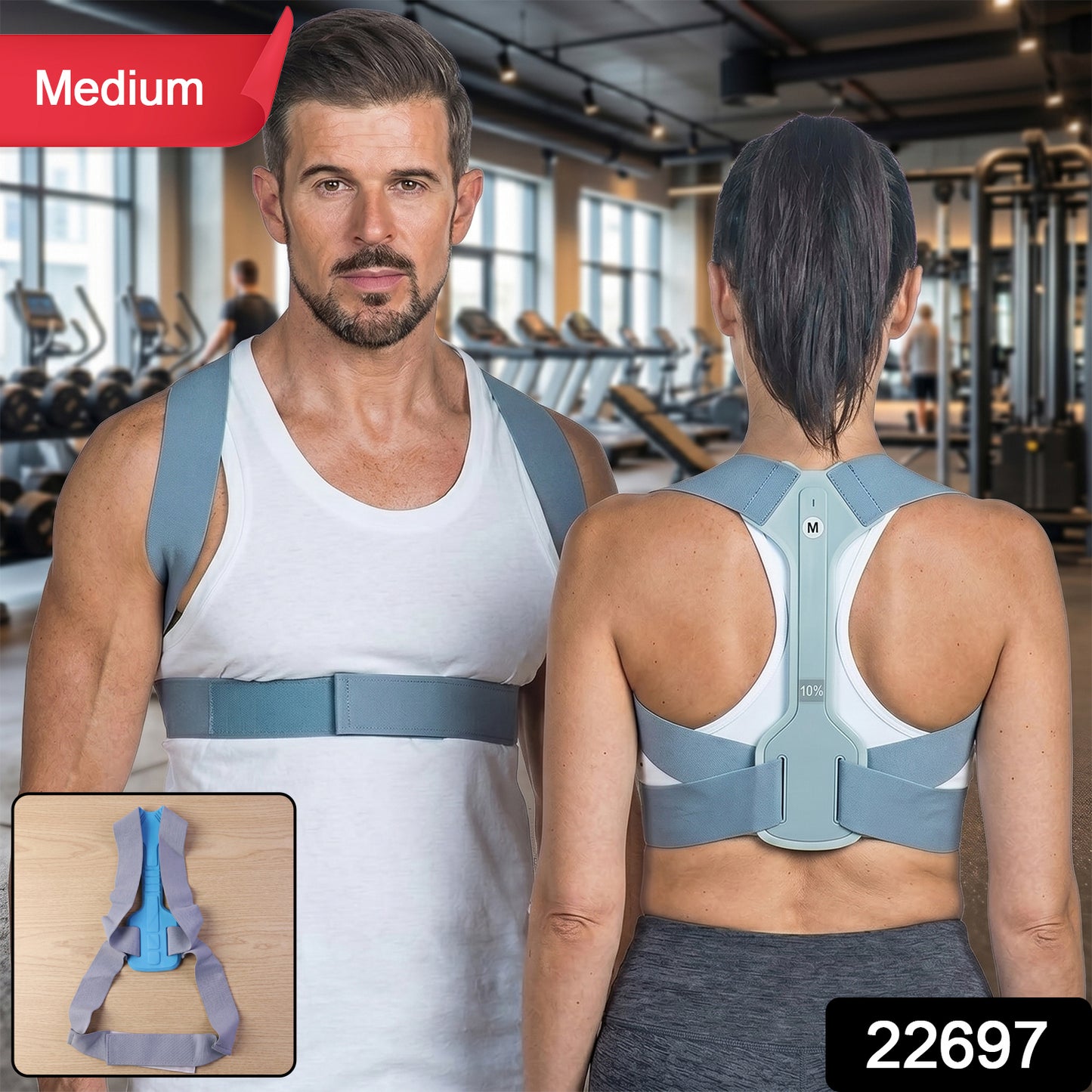 Wukusy ergonomic adjustable back posture corrector support belt for medium size, designed to improve spinal alignment and posture.