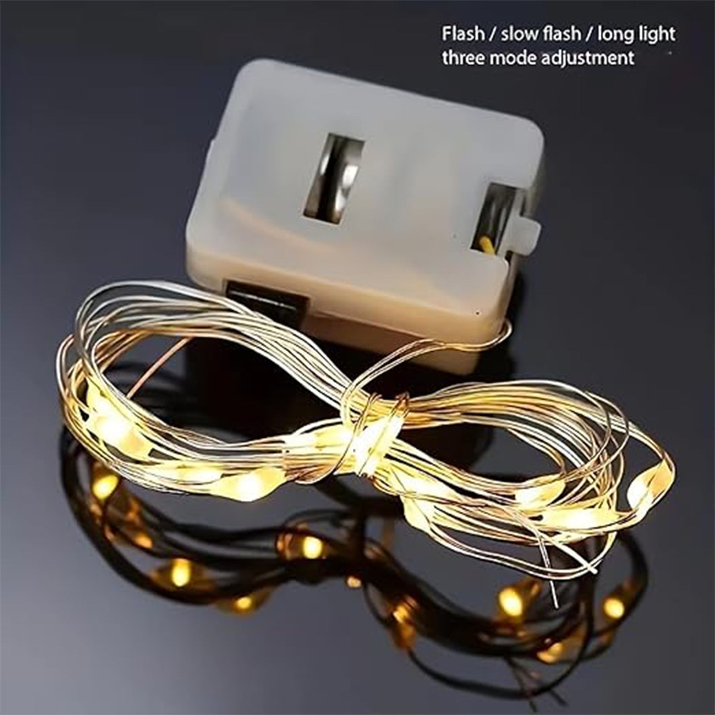 Multi-color LED fairy string lights by Wukusy, showing a string of glowing fairy lights with colorful LED bulbs.