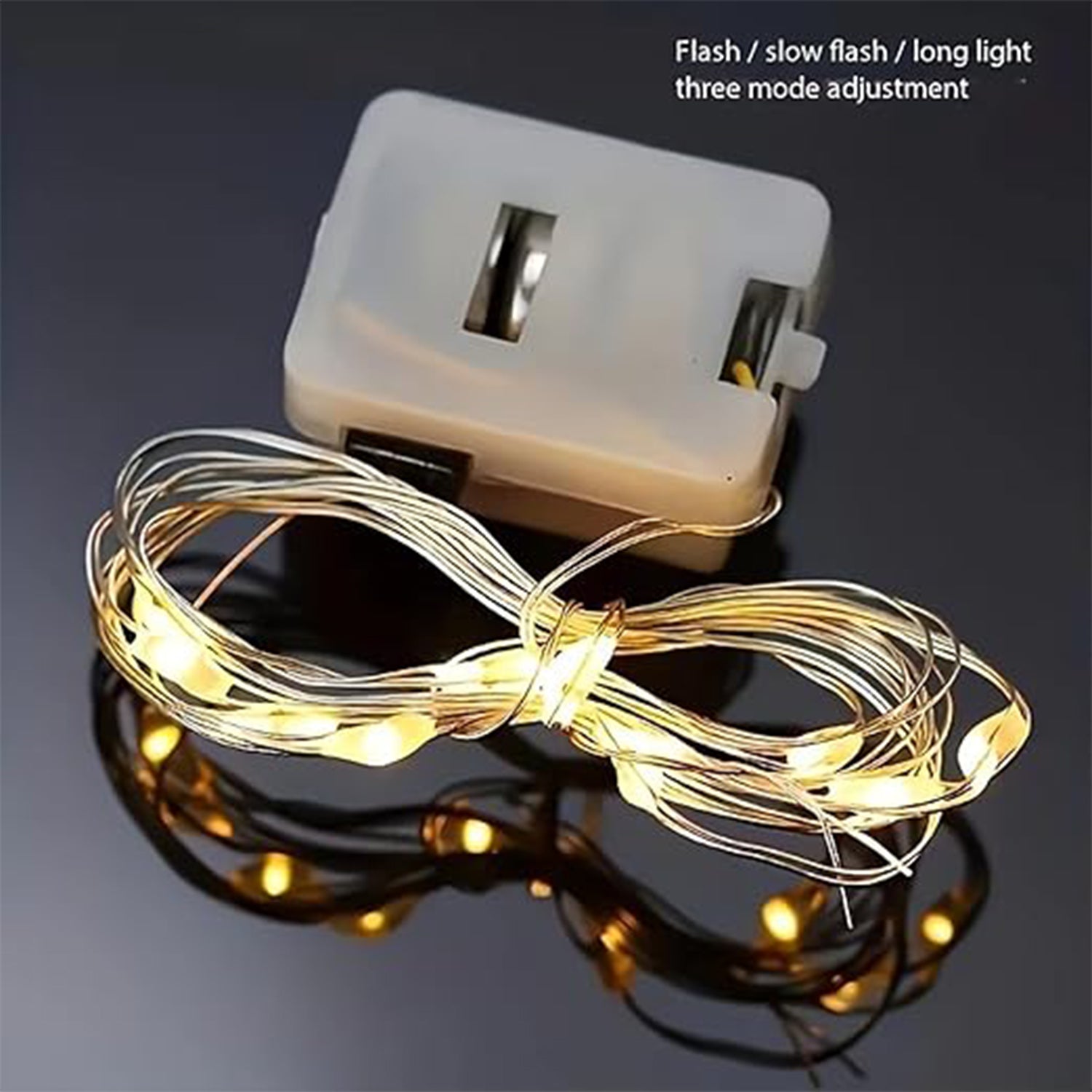 Multi-color LED fairy string lights by Wukusy, showing a string of glowing fairy lights with colorful LED bulbs.