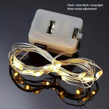 Multi-color LED fairy string lights by Wukusy, showing a string of glowing fairy lights with colorful LED bulbs.