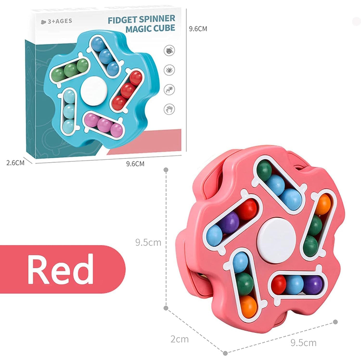 Wukusy Fidget Magic Cube Spinner Toy with multi-track finger puzzle, colorful plastic fidget cube for stress relief and focus.