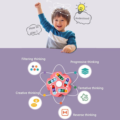 Wukusy Fidget Magic Cube Spinner Toy with multi-track finger puzzle and colorful rotating cube design.