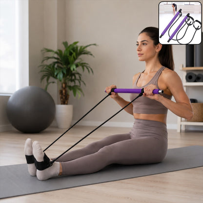 Wukusy fitness exercise tube and Pilates bar set with resistance bands, gym equipment for strength training and workout routines
