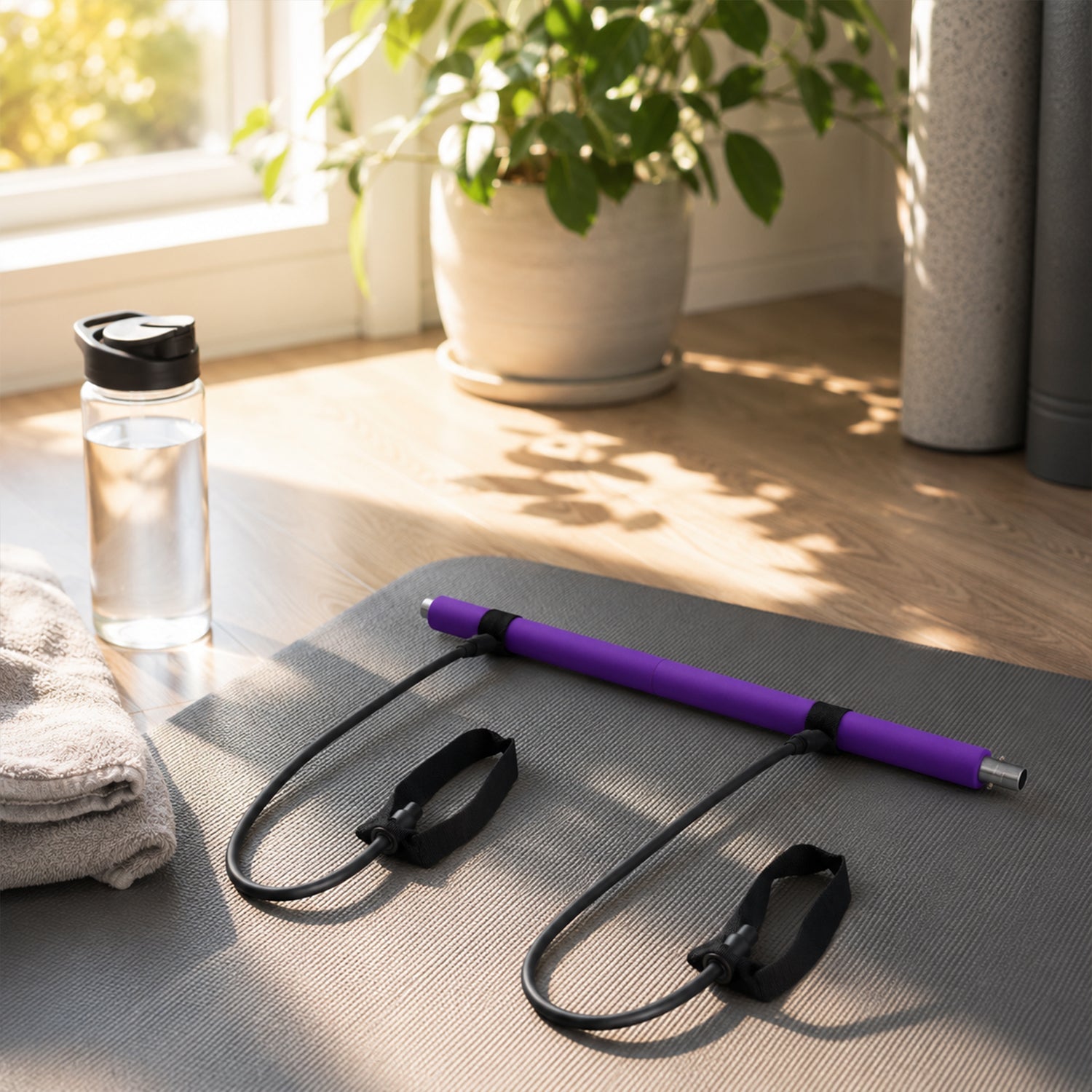 Wukusy fitness exercise tube and Pilates bar set with resistance bands, gym workout equipment for strength training and flexibility.