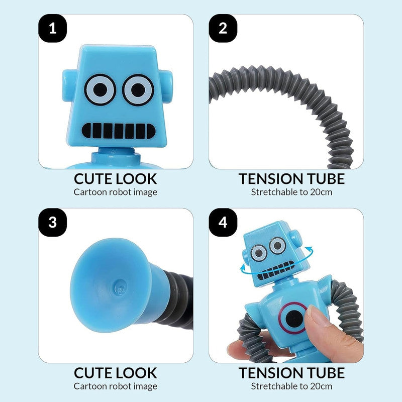 Flexible robot-shaped magic spring toy by Wukusy, showing its colorful, bendable design and compact size in a playful pose.