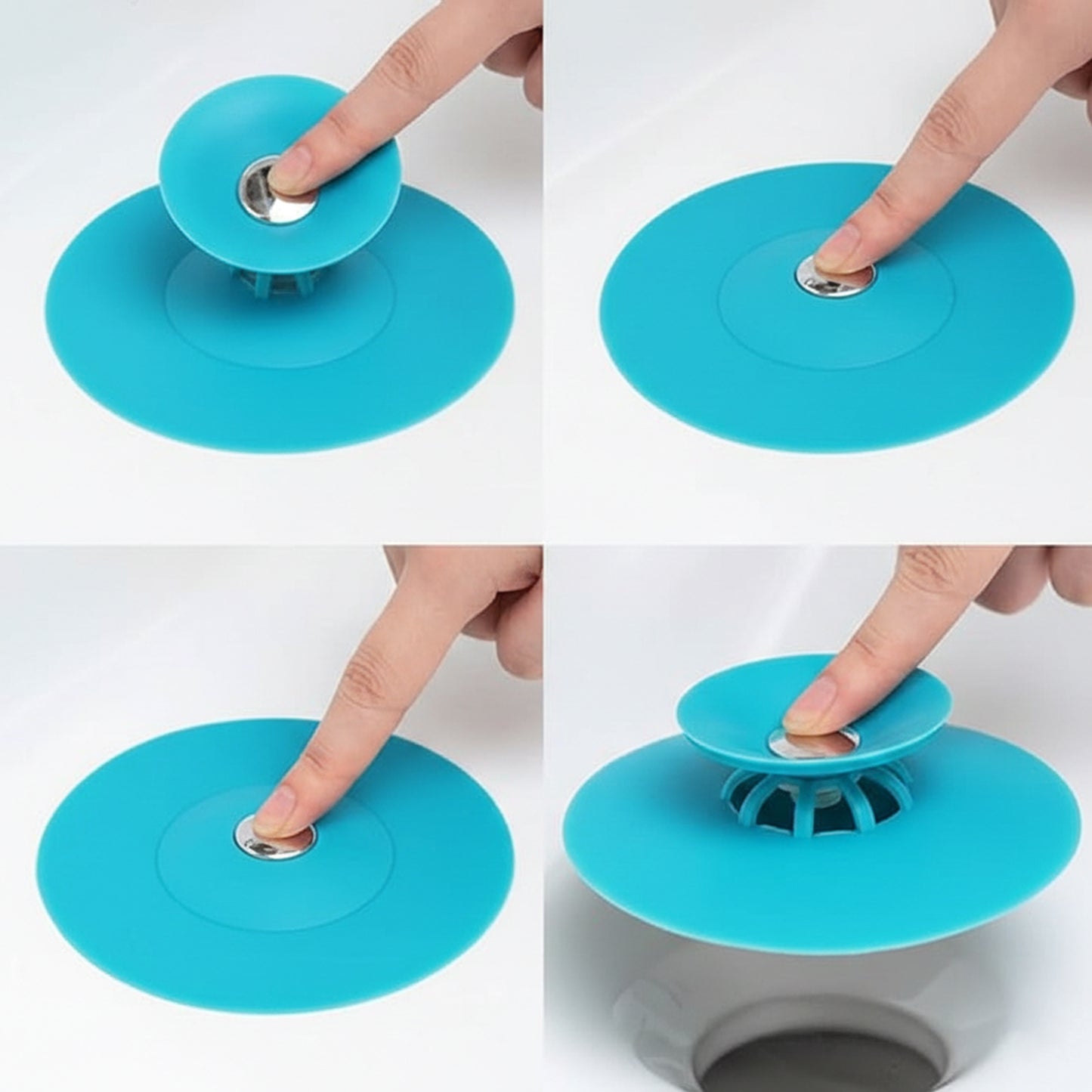 Wukusy flexible silicone sink drain cover with hair catcher strainer, designed to prevent clogs and debris in kitchen or bathroom sinks.