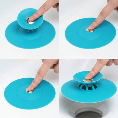 Wukusy flexible silicone sink drain cover with hair catcher strainer, designed to prevent clogs and debris in kitchen or bathroom sinks.