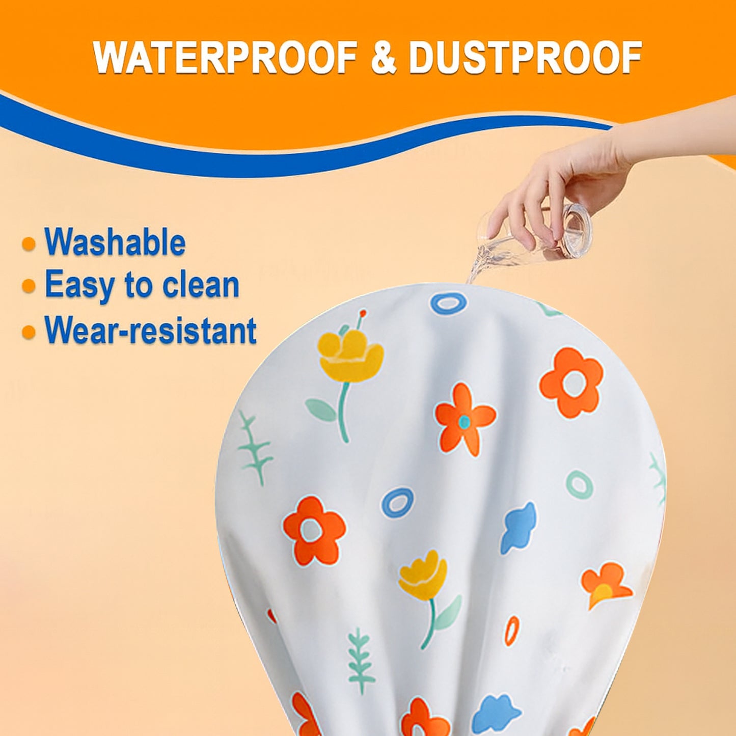 Flower-printed fan cover by Wukusy, 130x26 cm, protective cover for handheld fans with vibrant floral design.