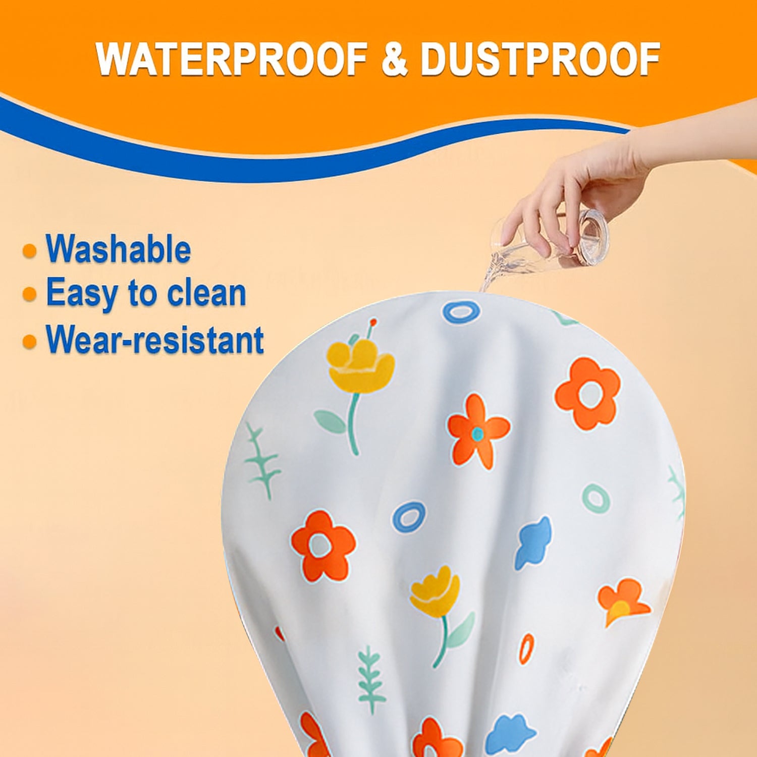 Flower-printed fan cover by Wukusy, 130x26 cm, protective cover for handheld fans with vibrant floral design.