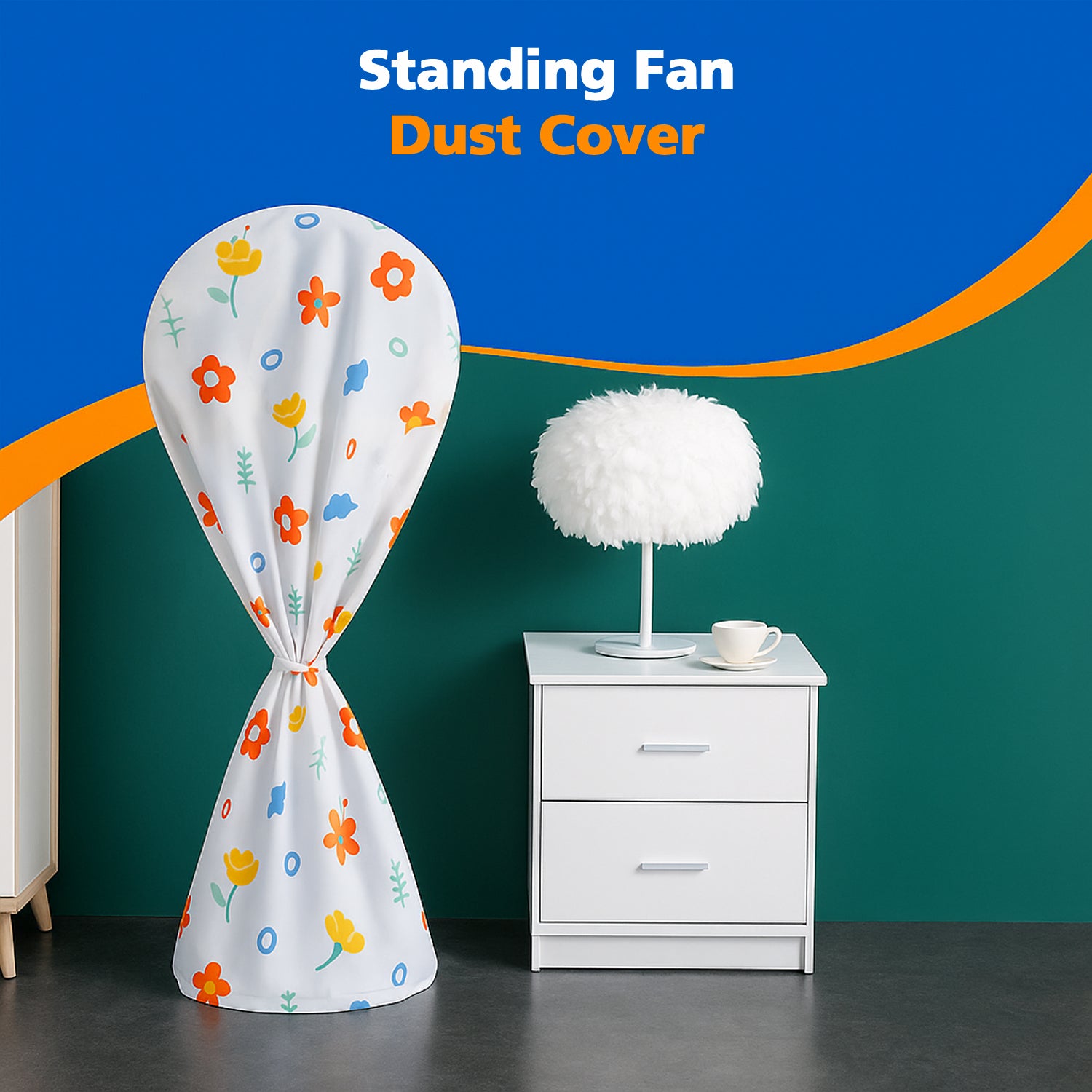 Flower-printed fan cover by Wukusy, 130x26 cm, designed to protect and decorate a handheld fan with floral pattern.