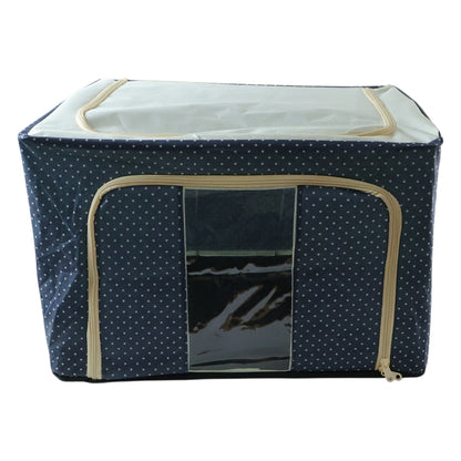 Foldable cloth storage box by Wukusy, 50x40 cm, shown folded open with fabric handles and interior storage space.