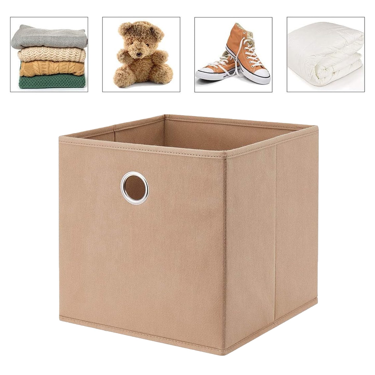 Foldable square storage box in white, 20x20 cm, by Wukusy, with a simple design and secure lid for organizing small items.