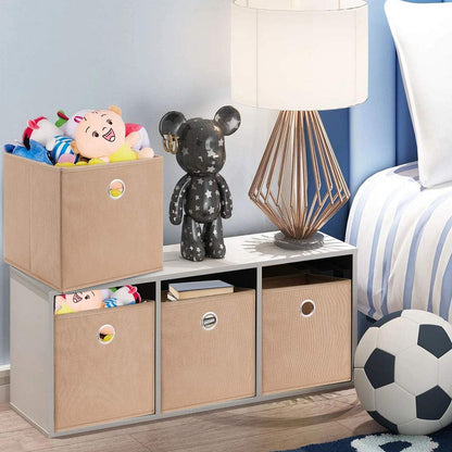 Foldable square storage box by Wukusy, 20x20 cm, made of durable material, shown folded and open for versatile organization.