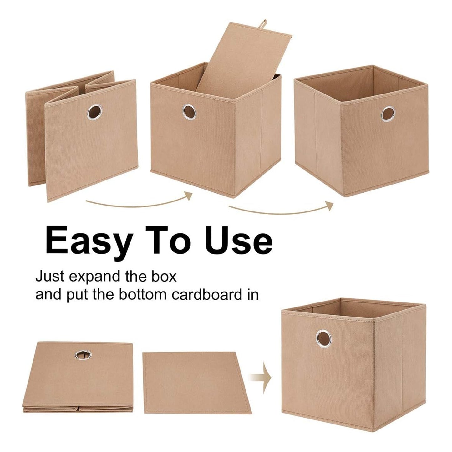 Foldable Wukusy square storage box in white, 20x20 cm, made of durable material for organizing small items.