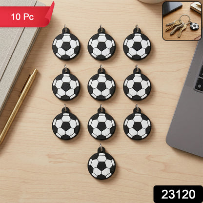 Set of 10 Wukusy football-shaped bag charm keychains featuring colorful, playful designs for handbags or backpacks.
