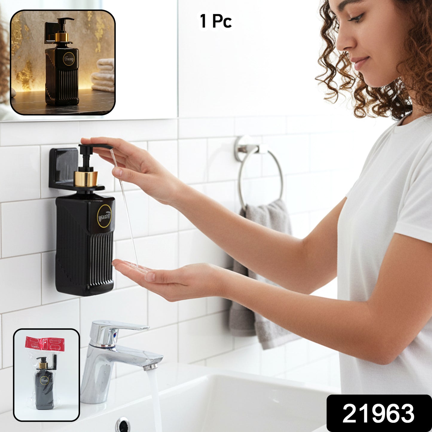Wukusy Frenzy liquid handwash dispenser bottle, 1-piece, clear plastic pump dispenser for hand soap.