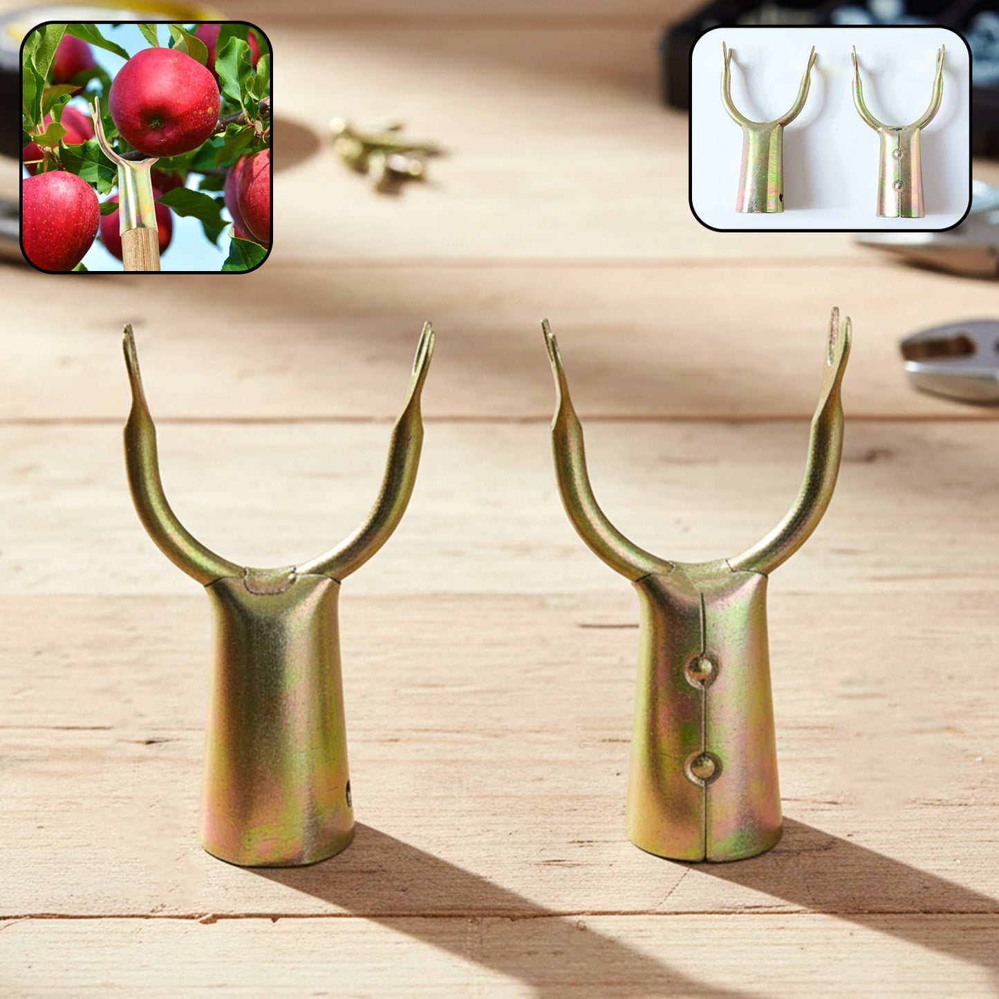 Wukusy Fruit Plucking Tool Head Set with two durable plastic heads for easy fruit harvesting and picking.