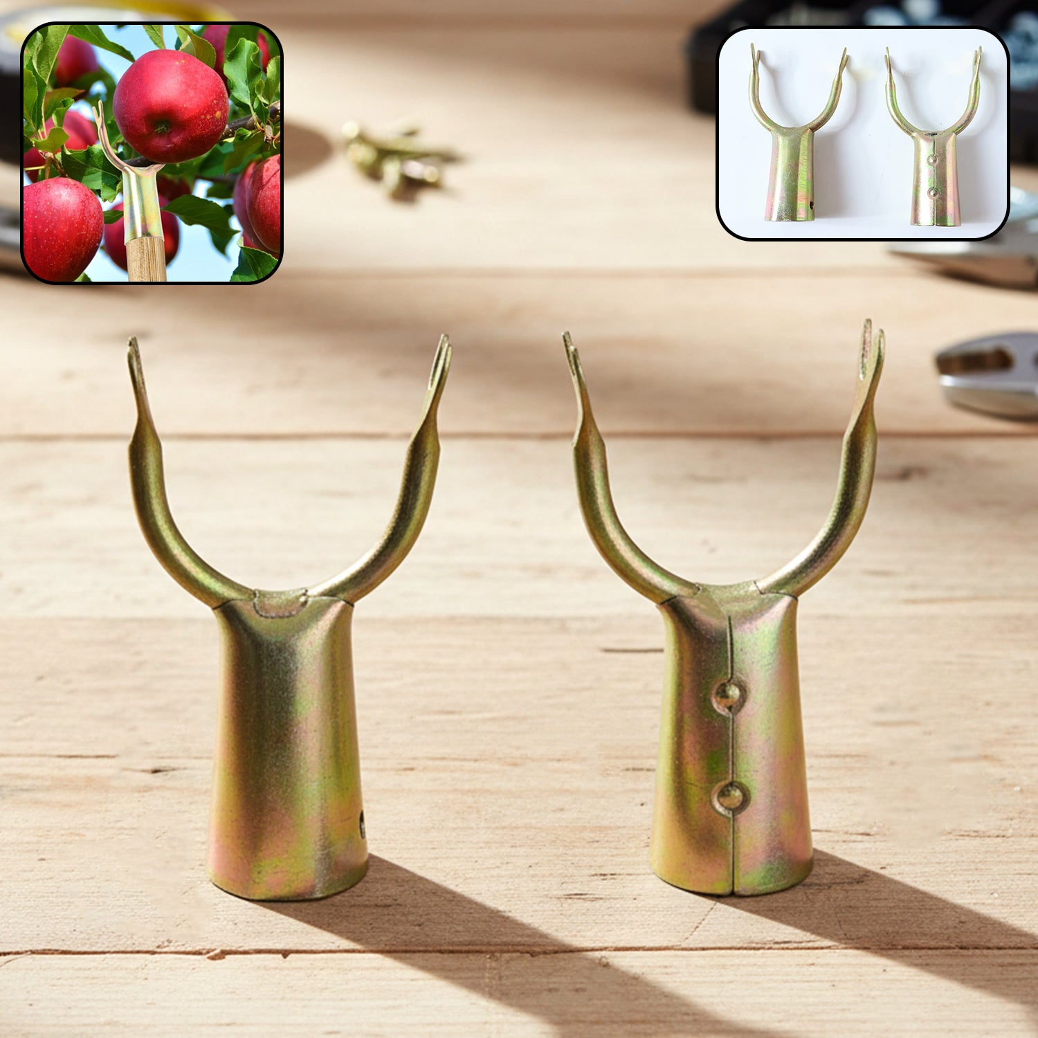 Wukusy Fruit Plucking Tool Head Set with two durable plastic heads for easy fruit harvesting and picking.