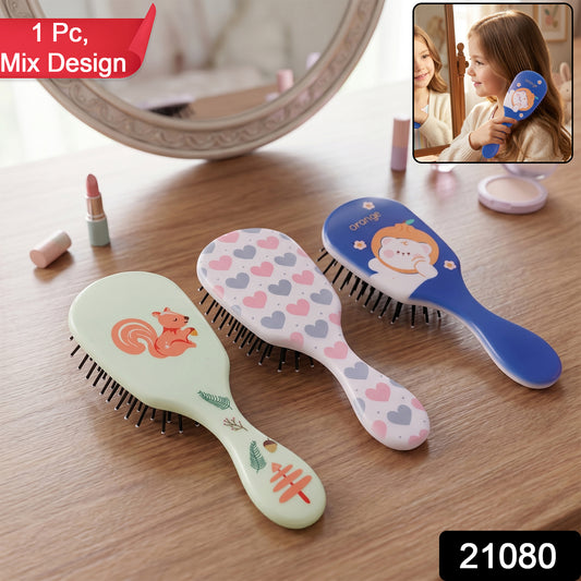 Colorful mix design kids hair comb by Wukusy, featuring vibrant and playful patterns in a single hair comb for children.