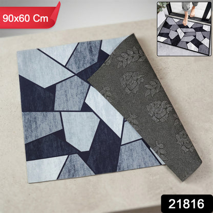 Wukusy geometric anti-slip door floor mat in 90x60 cm with modern geometric pattern and non-slip surface.