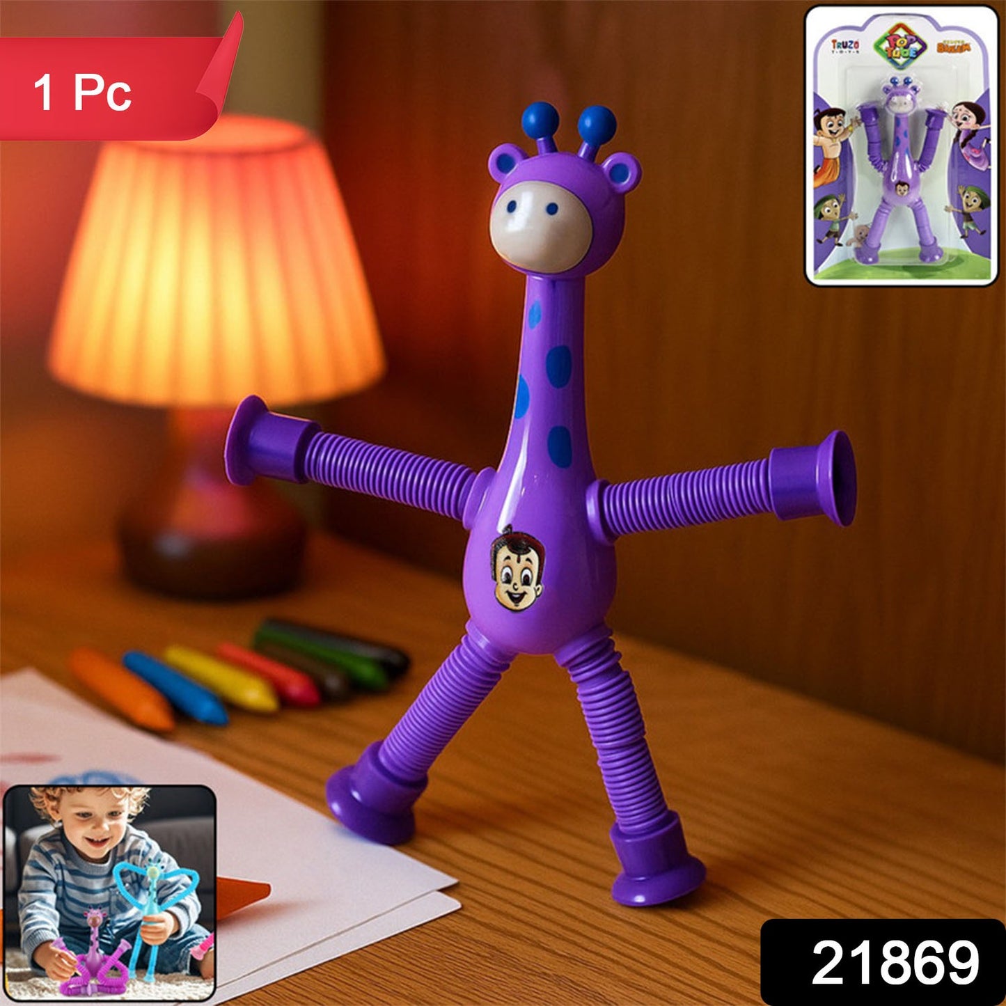 Flexible giraffe-shaped magic spring toy by Wukusy, showcasing its colorful, bendable design perfect for play and sensory fun.
