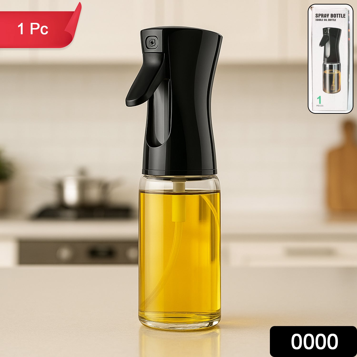 Wukusy glass premium oil spray bottle, 300ml capacity, clear transparent container with spray nozzle for kitchen use