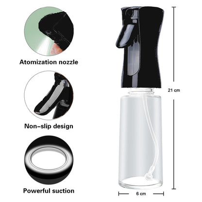 Wukusy glass premium oil spray bottle, 300 ml, clear with spray nozzle, used for cooking or kitchen seasoning.