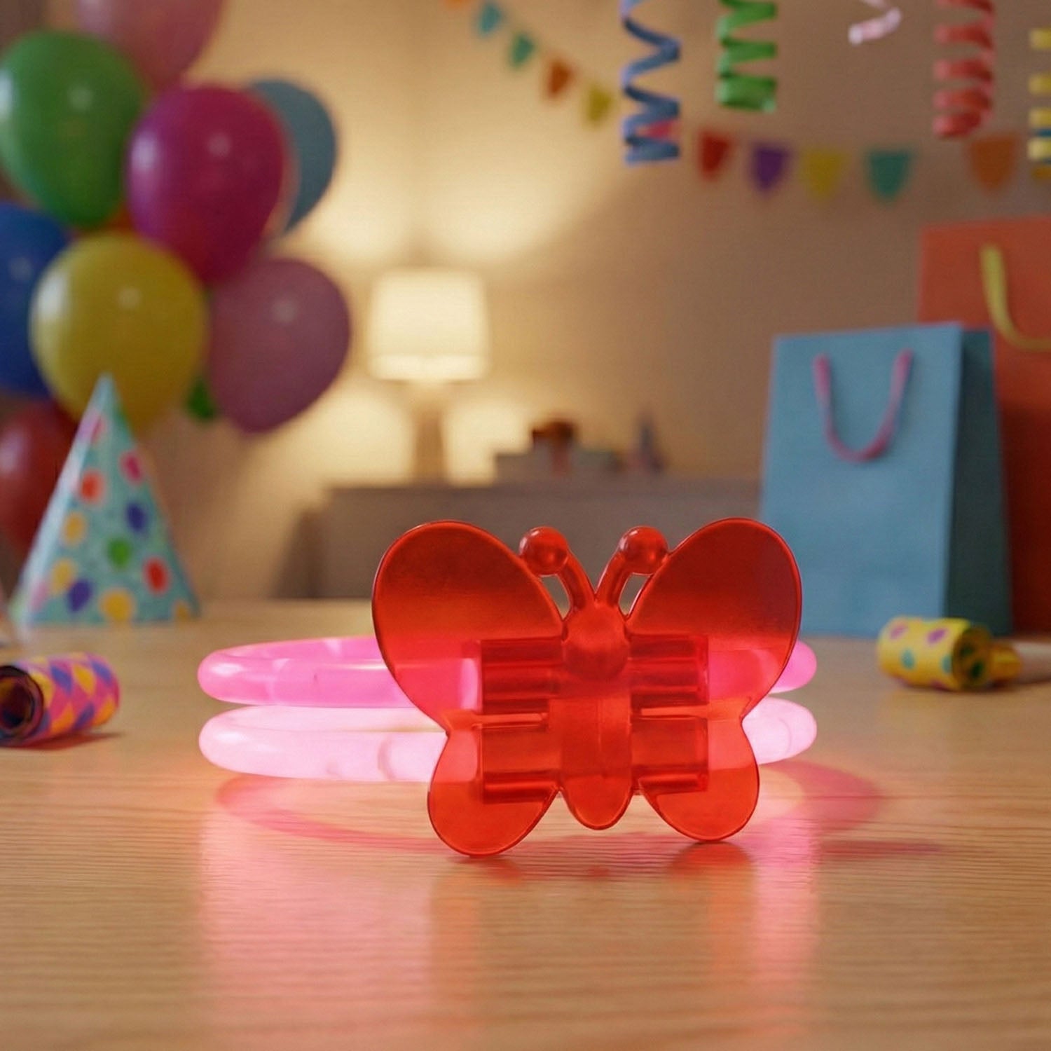 Wukusy glowing butterfly bracelet with illuminated butterfly charm and adjustable band, perfect for evening wear or special occasions.