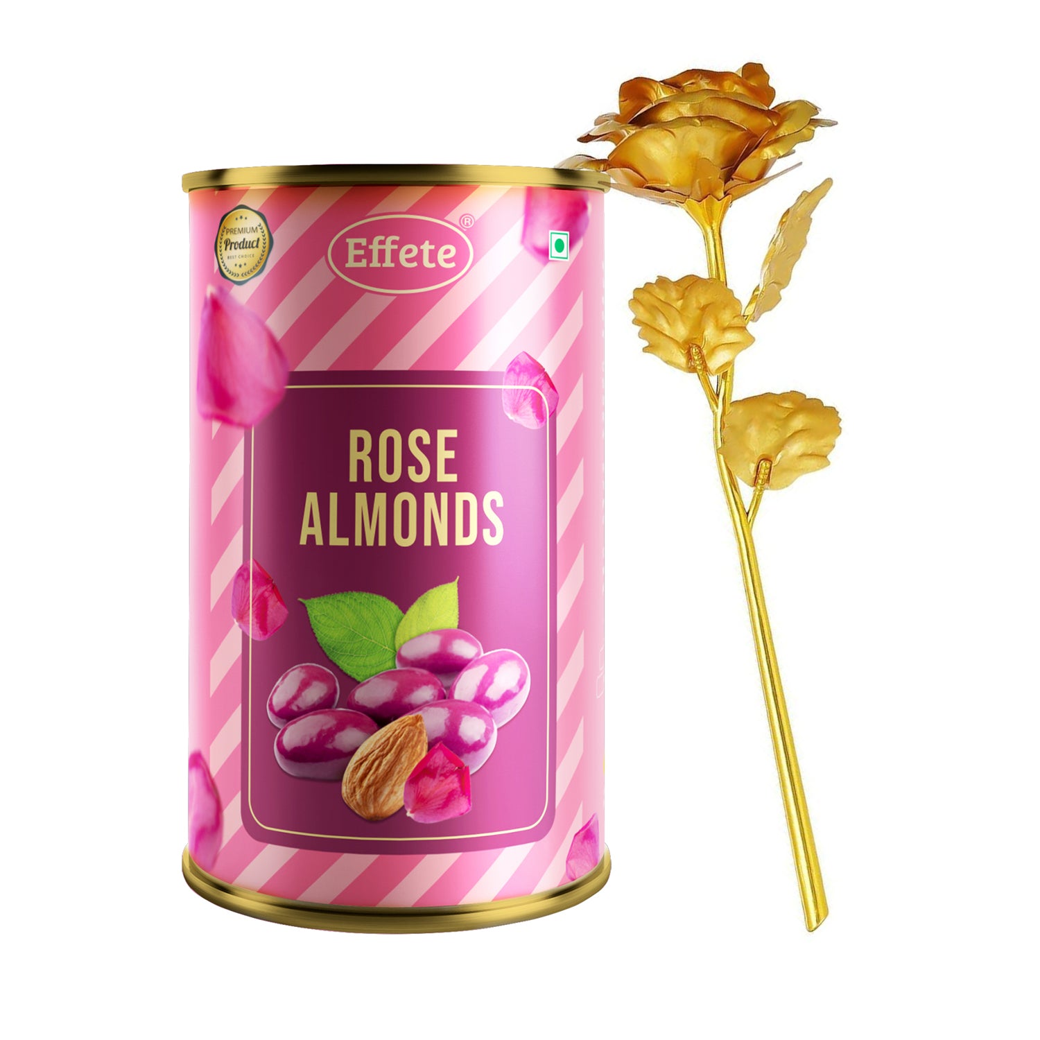 Wukusy Golden Rose with Almonds Chocolate Gift Set featuring elegant chocolates and a decorative golden rose.