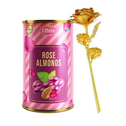Wukusy Golden Rose with Almonds Chocolate Gift Set featuring elegant chocolates and a decorative golden rose.