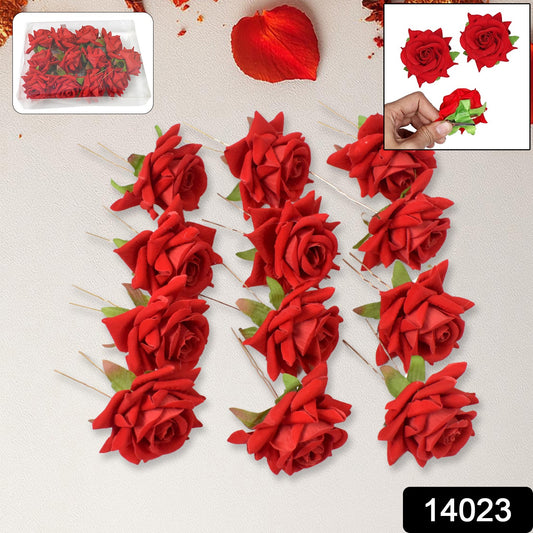 Set of 12 Wukusy red rose bridal hair clips and pins featuring elegant floral designs for special occasions.