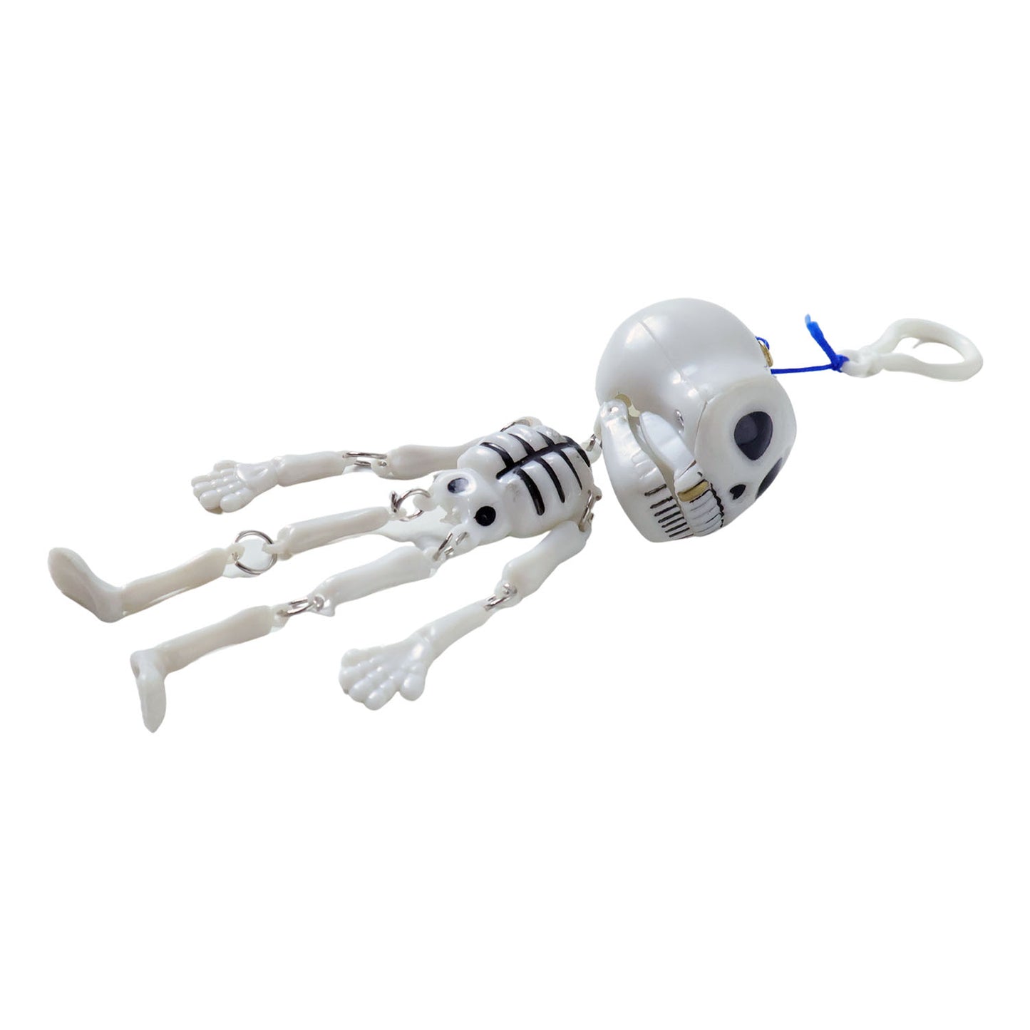 Wukusy hanging skeleton doll keychain with detailed skeletal design, perfect for backpacks and accessories.