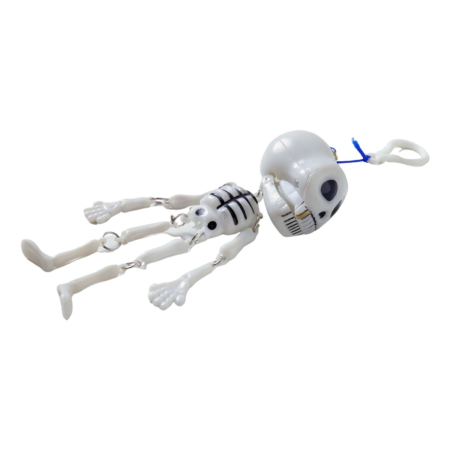 Wukusy hanging skeleton doll keychain with detailed skeletal design, perfect for backpacks and accessories.