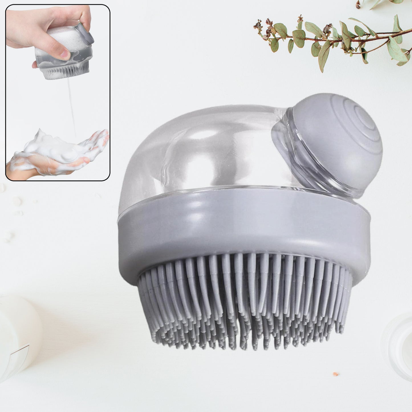 Wukusy scalp massager shampoo brush with soft silicone bristles for gentle scalp cleansing and massage.