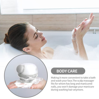 Wukusy scalp massager shampoo brush with soft bristles for gentle scalp cleansing and massage in a single piece.