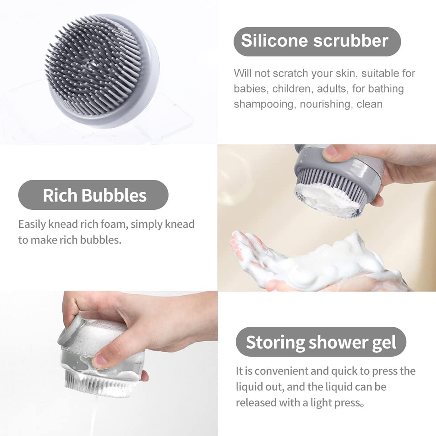 Wukusy scalp massager shampoo brush with flexible bristles for gentle scalp cleansing and massage.