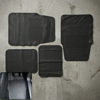 Wukusy heavy-duty anti-slip rubber car foot mat set with four durable, textured mats for secure footing inside a vehicle.