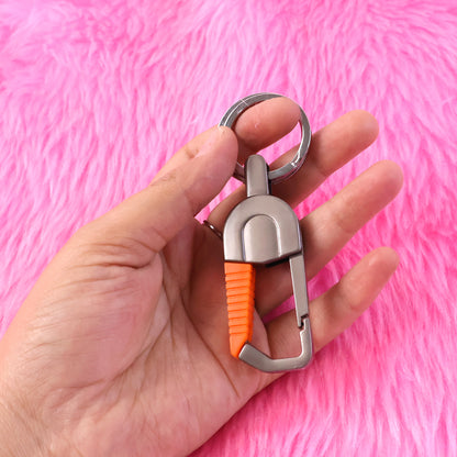 Heavy-duty metal key holder with carabiner clip by Wukusy, ideal for secure key organization and easy attachment.