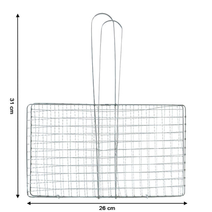 Wukusy heavy-duty stainless steel barbecue grill basket for grilling vegetables and meats, durable and easy to handle.