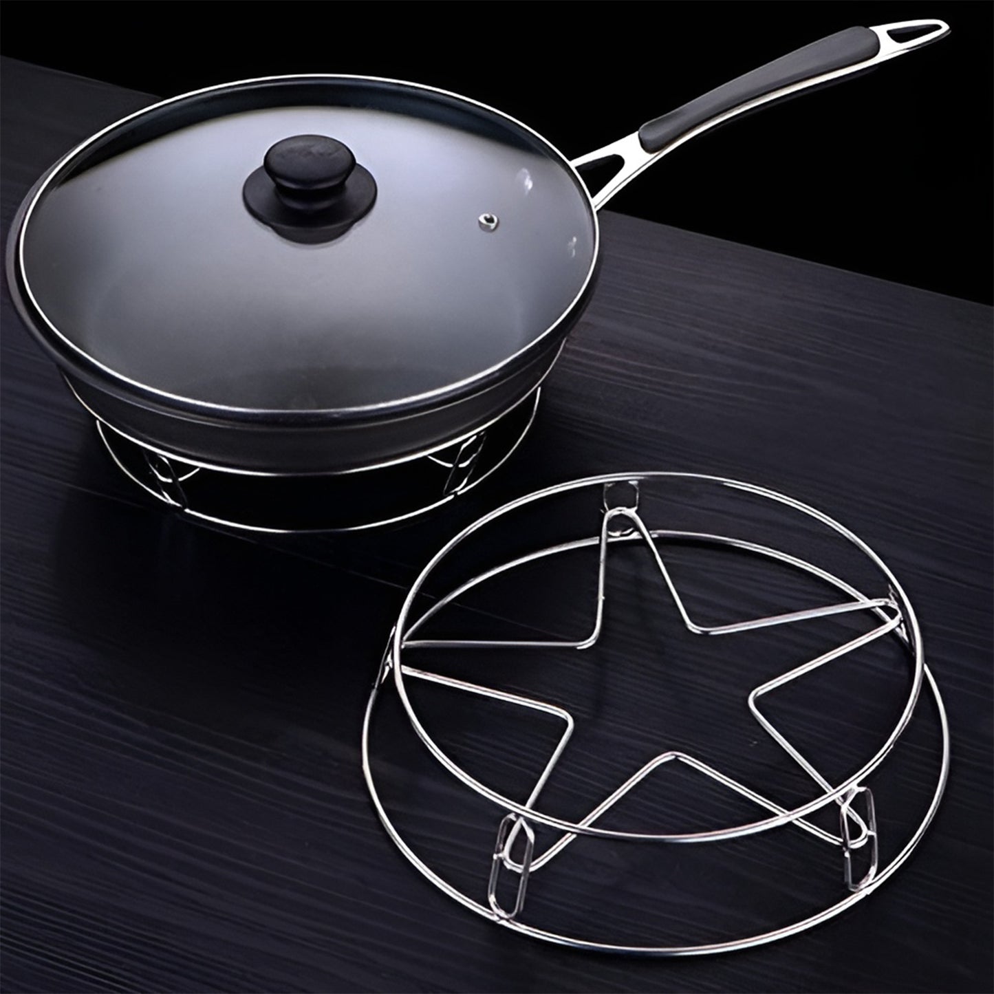 Heavy-duty stainless steel gas stove stand by Wukusy, durable and sturdy, designed to support gas stoves securely.
