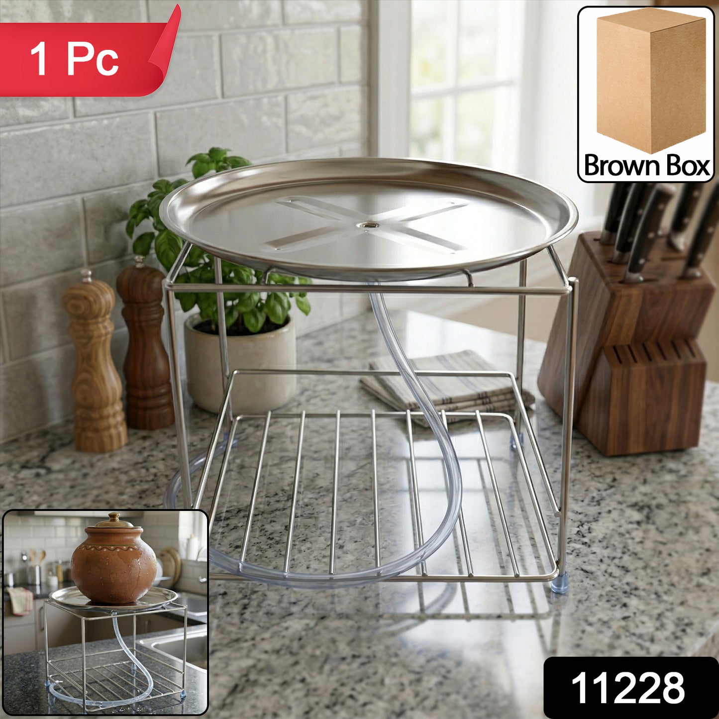 Wukusy heavy-duty stainless steel multipurpose utensils stand holding various kitchen utensils on a countertop