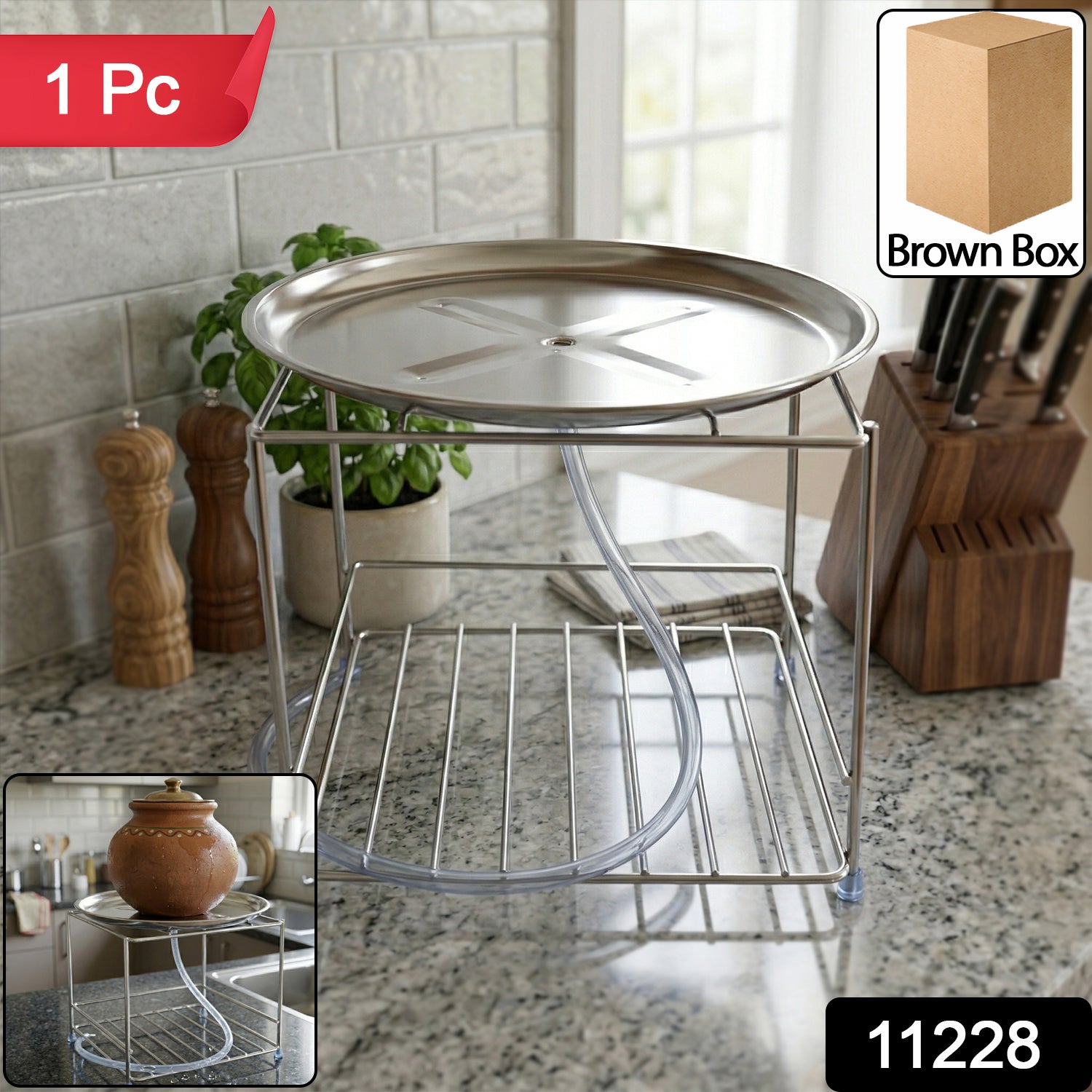 Wukusy heavy-duty stainless steel multipurpose utensils stand holding various kitchen utensils on a countertop